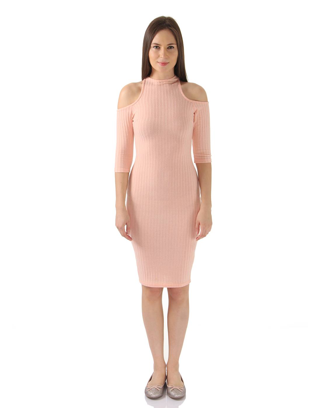 Ax Paris Women Party Peach Bodycon Dress